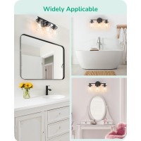 Edishine Bathroom Light Fixtures 3 Light Bathroom Vanity Light Matte Black Bathroom Lights Over Mirror With Clear Glass Shade