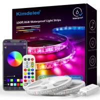 Kimdelee 100Ft 66Ft 33Ft Waterproof Led Light Strips, 12V Rgb Outdoor Strip Rope Lights, Color Changing With App Bluetooth Music Sync, Christmas Lights Decor (100Ft)