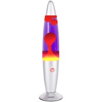 Lamzzp Liquid Motion Magma Lamp Purple Lamps For Adults Kids 135Inch Silver Base Motion Lamp With Orange Wax In Purple Liquid