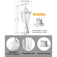 Fudesy Dusk To Dawn Outdoor Post Light, White Modern Exterior Post Lantern With Pier Mount Base, Plastic Waterproof Lamp Light Fixture For Garden Yard