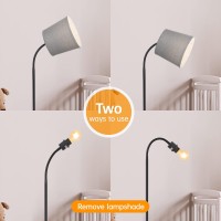 Auquee Led Floor Lamp Standing Lamp For Living Room With Linen Lamp Shade Adjustable Gooseneck Modern Reading Light Floor Lamps