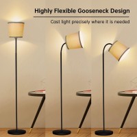 Auquee Led Floor Lamp Standing Lamp For Living Room With Linen Lamp Shade Adjustable Gooseneck Modern Reading Light Floor Lamps