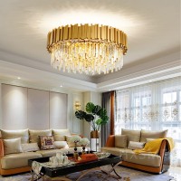 Ahxiaozn Modern Chandelier Crystal Light, Crystal Ceiling Light Gold, K9 Crystal Ceiling Light Fixture For Dining Room, Kitchen, Living Room, Bedroom, Hallway, Cafe, Bar