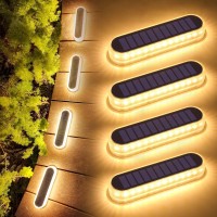 Lacasa Solar Deck Lights 4 Pack 40Lm Solar Powered Step Lights Led Dock Lights Warm White 2700K Outdoor Inground Lights Ip68