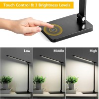 Led Desk Lamp For Home Office 3 Levels Dimmable Desk Light With Usb Charging Port Small Study Lamp Reading Light For Table B