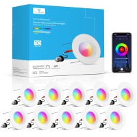 Tramsmart 6 Inch Smart Led Recessed Lights 10 Pack 13W 1100Lm Retrofit Led Recessed Lighting Rgbcw Color Changing Dimmable Can