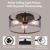 Ohniyou Rustic Ceiling Light Fixture,3-Light Flush Mount Ceiling Light Fixtures,Indoor Outdoor Farmhouse Ceiling Light For Hallway Entryway Bathroom Kitchen Bedroom Living Room (Flush Mount)