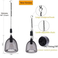 Battery Operated Hanging Light With 6 Hours Timer, Outdoor Indoor Decorative Lantern Chandelier Pendent Haning Metal Black Hanging Lamp For Patio Bar Yard Garden Porch Home