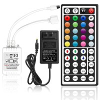 Hyrion Led Strip Lights Ir Controller,44 Key Ir Remote With Power Adapter For Receiver Smd 5050 2835 3528 Rgb Led Lights Strip