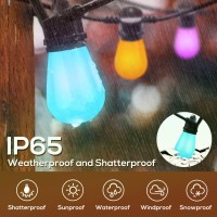 Banord Smart Outdoor String Lights, 48Ft Rgbw Patio Lights Colored Led String Lights Waterproof Color Changing Hanging Lights Work With Alexa, Shatterproof Bulbs Outdoor Lights For Backyard Camping