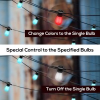 Banord Smart Outdoor String Lights, 48Ft Rgbw Patio Lights Colored Led String Lights Waterproof Color Changing Hanging Lights Work With Alexa, Shatterproof Bulbs Outdoor Lights For Backyard Camping