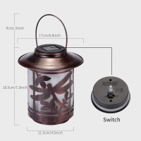 Solar Lanterns Outdoor Waterproof , Dragonfly Pattern Solar Lantern Outdoor Hanging With Handle, Metal Led Christmas Solar Outdoor Lights For Garden Patio Porch Pathway Yard Tabletop Decoration