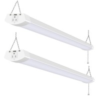 Hykolity 4Ft 120W Led Shop Light Linkable, 13000Lm(400W Equivalent), 5000K Utility Shop Lights For Garages, Workshops, Basements, Hanging Or Flushmount, With Power Cord And Pull Chain, Etl, 2 Pack