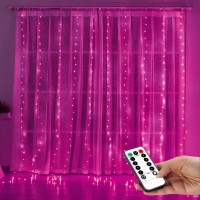 Pink Fairy Curtain Lights For Room 79Ft X 59Ft Usb Powered String Lights With Remote 8 Modes Ip64 Waterproof Hanging Twinkle