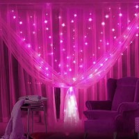 Pink Fairy Curtain Lights For Room 79Ft X 59Ft Usb Powered String Lights With Remote 8 Modes Ip64 Waterproof Hanging Twinkle