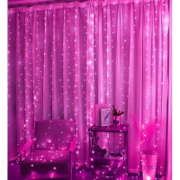 Pink Fairy Curtain Lights For Room 79Ft X 59Ft Usb Powered String Lights With Remote 8 Modes Ip64 Waterproof Hanging Twinkle