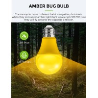 L Lohas Led Yellow Bug Light Bulbs Outdoor, A19 9W Bug Lights For Outside, 60W Equivalent, 2000K Amber Porch Light Bulb, Non-Attracting, E26 Base, Not-Dimmable, Ideal For Patio, Deck, Backyard, 2 Pack