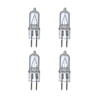 Satco S3164/04 T4 Bi-Pin Halogen Light Bulb, Gy6.35 Base, 35 Watts, Clear, 4-Pack