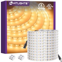 Hitlights 24V Led Strip Lights Warm White 2700K, 26.2Ft Cuttable Tape Backed 3Oz Pcb, Ul Listed, 6 Year Warranty, 1325 Lumens/M, 95+ Cri, Universal Connectors Included, For Bedroom Kitchen Cabinets