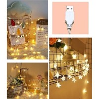 Star String Lights Merdeco 20Ft 40 Led Usb Powered Star String Lights Warm White Fairy Lights For Birthday Party Wedding Christ