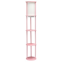 625 Shelf Etagere Organizer Storage Floor Lamp With 2 Usb Charging Ports1 Charging Outlet