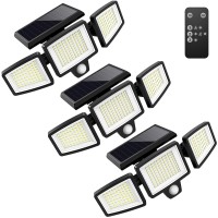 Tuffenough Solar Outdoor Lights 2500Lm 210 Led Security Lights With Remote Control,3 Heads Motion Sensor Lights, Ip65 Waterproof,270