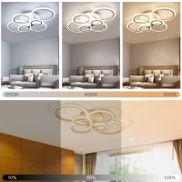 Sjv Modern Ceiling Lights Dimmable Led Ceiling Lamps 314 Flush Mount Led Chandelier Lighting Fixture White 6 Rings Light For