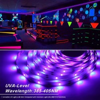 Icreating Uv Led Strip Lights - Battery Powered 13.1Ft Led Black Light Strips 5V Uv Blacklight Strip, Uv Black Light Led Strips Kit With Non-Waterproof Super Bright Uv Led Light Strip, Battery Case