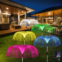 Lefutizn 5 Pack, Solar Flowers Garden Lights, 7 Color Changing, Outdoor Waterproof Decorative Solar Powered Stake Jellyfish Light For Yard Patio Pathway Christmas Decor