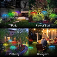 Lefutizn 5 Pack, Solar Flowers Garden Lights, 7 Color Changing, Outdoor Waterproof Decorative Solar Powered Stake Jellyfish Light For Yard Patio Pathway Christmas Decor