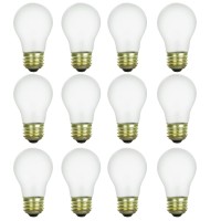 Sunlite 41615 Incandescent Appliance A15 Light Bulb, 15 Watts, 70 Lumens, Medium Base (E26), Dimmable, Mercury Free, 2600K Warm White, Frost, 12 Count