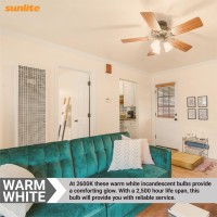 Sunlite 41615 Incandescent Appliance A15 Light Bulb, 15 Watts, 70 Lumens, Medium Base (E26), Dimmable, Mercury Free, 2600K Warm White, Frost, 12 Count