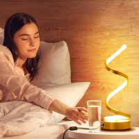 Nur Gold Infinity Spiral Led Table Lamp Dimmable Metallic Bedside Lamp With Touch Controller 3 Colour Temperature 158 Inch H