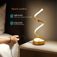 Nur Gold Infinity Spiral Led Table Lamp Dimmable Metallic Bedside Lamp With Touch Controller 3 Colour Temperature 158 Inch H