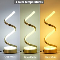 Nur Gold Infinity Spiral Led Table Lamp Dimmable Metallic Bedside Lamp With Touch Controller 3 Colour Temperature 158 Inch H