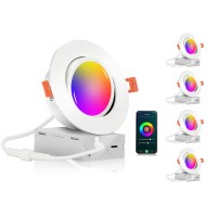 Cloudy Bay 4 Inch Gimbal Smart Wifi Led Recessed Lights Rgbcw Color Changing Compatible With Alexa And Google Home Assistant No