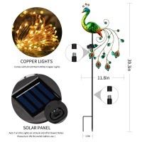 Glintoper Solar Garden Lights, 39 Inch Height Outdoor Metal Peacock Decorative Garden Stakes, Mothers Day Ideal Gifts, Waterproof Path Lights Lawn Stake Ornaments For Patio Pathway Yard Decoration