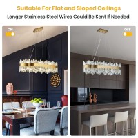 Siljoy Modern Crystal Chandelier Luxury Rectangular Brass Gold Raindrop Chandelier 16 Lights Rectangle Oval Flush Mount Pendant