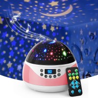 Neasuplife Star Night Light Projector For Kids,Baby Night Light Sensory Lights Starry Stars Projector With Timer & Music & Remote Control,360 Rotating,Gifts For 2-5-8-10 Year Old Girls (Pink)