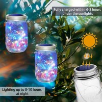 30 Led 10 Packs Mason Jar Lights With Hangers Colorful Solar Mason Jar Lids Fairy String Light Outdoor For Patio Yard Garden Decor Christmas Wedding Party Lights (No Jars)