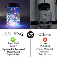 30 Led 10 Packs Mason Jar Lights With Hangers Colorful Solar Mason Jar Lids Fairy String Light Outdoor For Patio Yard Garden Decor Christmas Wedding Party Lights (No Jars)