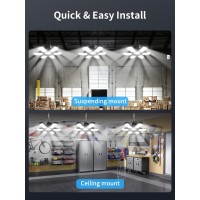 Plug In Garage Light,185W 18500Lm Linkable Led Shop Light,6500K Daylight Led Garage Ceiling Lights With 6 Deformable Panels,Led Garage Lights With Cord Plug In For Garage Warehouse Basement