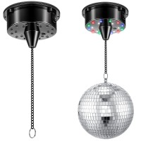 6Rpm Rotating Disco Ball Mount Electric Motor With Lights 4 Colors For 6 8 12 Inch Not Included 2 Mode Christmas Party Djs Ban