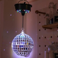 6Rpm Rotating Disco Ball Mount Electric Motor With Lights 4 Colors For 6 8 12 Inch Not Included 2 Mode Christmas Party Djs Ban