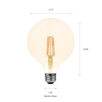 Sylvania Led Vintage Filament G40 Globe Light Bulb 60W 65W 650 Lumens Dimmable Amber Glow 2 Pack 40192