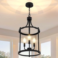 Partphoner Chandelier Pendant Light Fixture, 3 Light Farmhouse Black Chandelier Pendant Lighting,Open Frame Hanging Light Fixture For Dining Room Foyer Entrance Kitchen Island