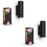 Philips Hue Appear Outdoor Smart Wall Light Black White And Color Ambiance Led Colorchanging Light 2 Pack Requires Hue B