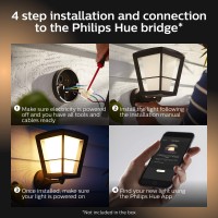 Philips Hue Econic Up Outdoor Smart Wall Light Black E26 White And Color Ambiance Led Colorchanging Bulb 2 Pack Requires