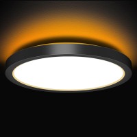 13 Inch Led Flush Mount Ceiling Light With Night Light, 24W, 2400Lm, 3000K/4000K/5000K Selectable, Round Flat Panel Light, Dimmable Fixture For Dining Room, Bedroom, Kitchen, Hallway