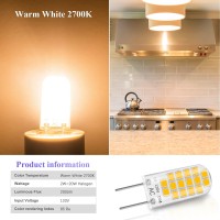 Dicuno G8 Led Bulb Dimmable, 2W (20W Equivalent), Warm White 2700K, 120V, T4 Jcd Type Bi-Pin Base Light Bulbs For Under Cabinet, Counter Lighting, 10-Pack